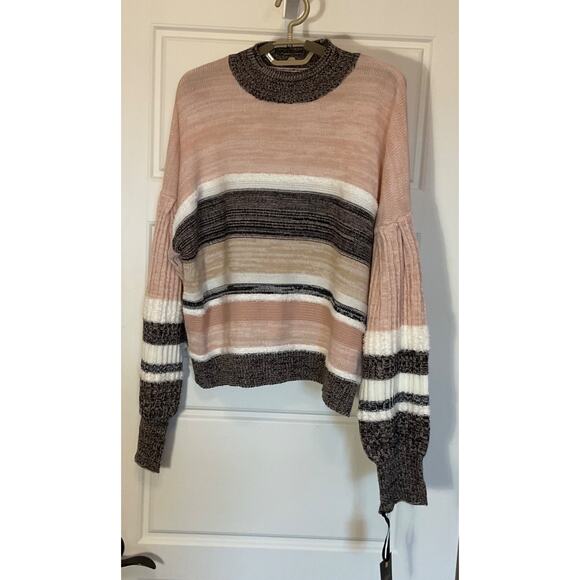 Takara Sweaters - NWT Takara Pink Multi Color Striped Long Sleeve Boxy Sweater L